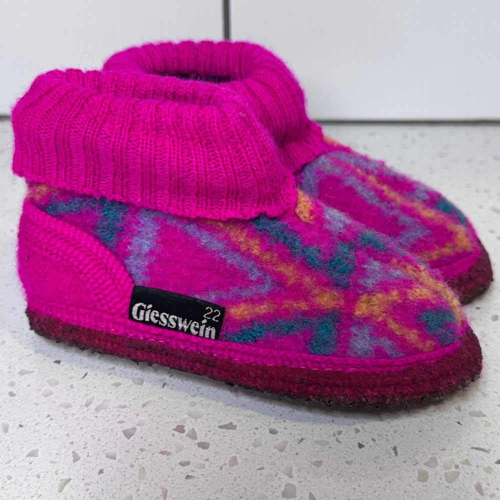 Giesswein Toddler Wool Slippers Pink Booties Made in Austria Size 22 Toddler 7